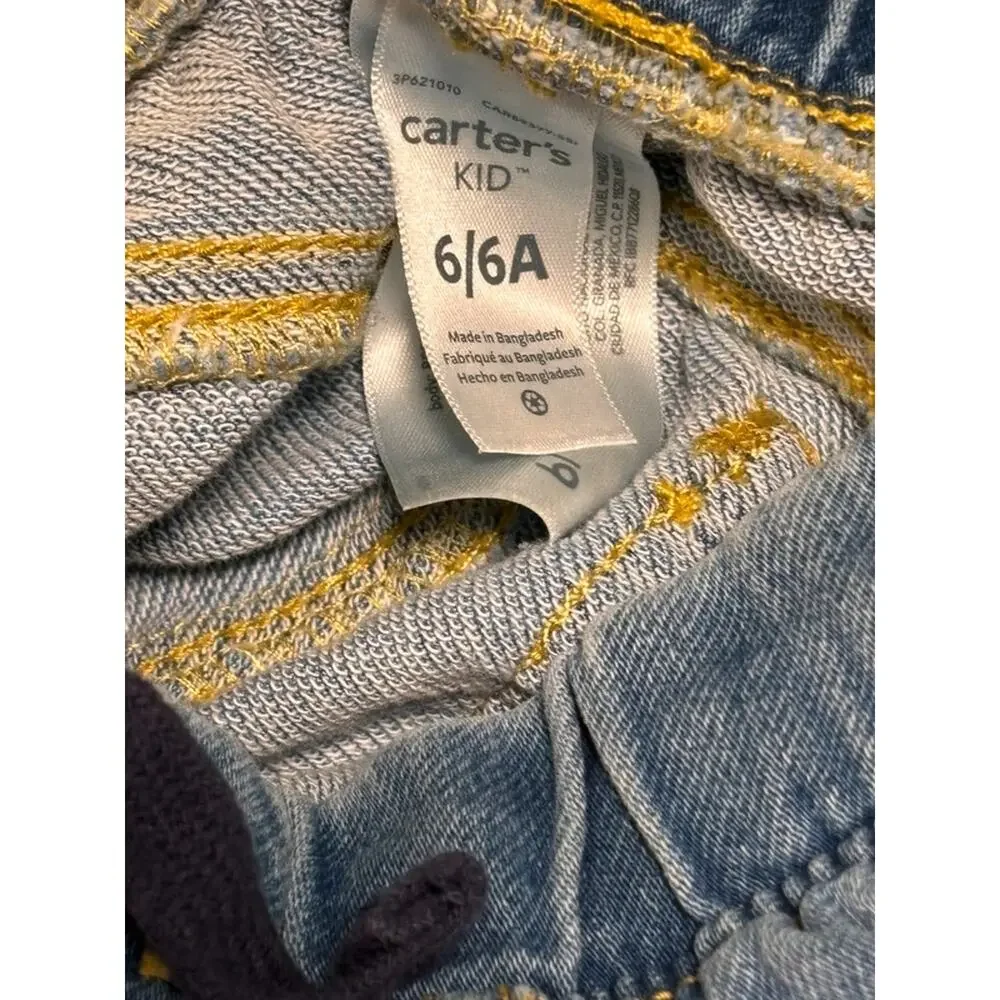 Carters Boys Denim Blue Jean Joggers Sweat Pants Type Elastic Drawstring 6 6A